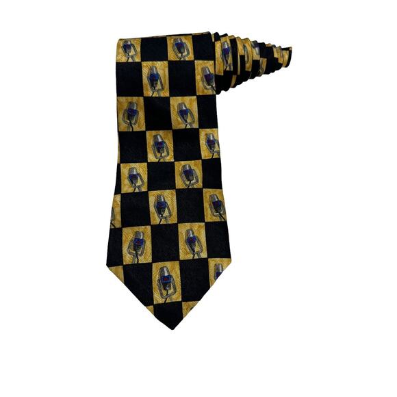 Celeb Ties Save The Children Designed By Larry King Microphone Necktie Vintage - Picture 1 of 7